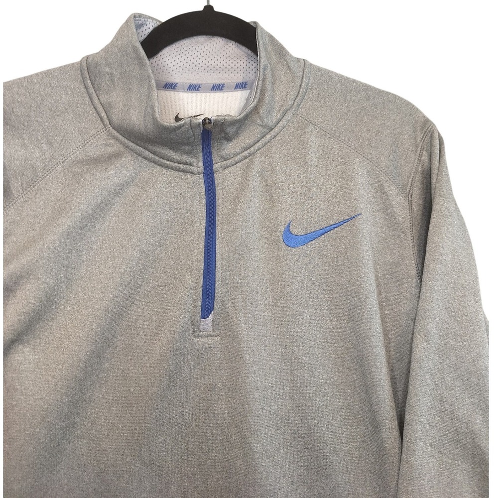 Nike Therma Dri Fit Gray Blue Long Sleeve 1/4 Zip Pullover Athletic Shirt Mens M - Picture 2 of 6